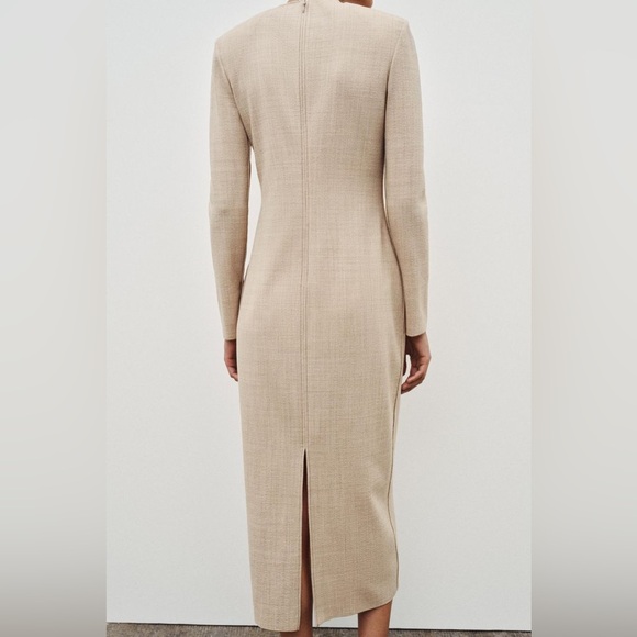 NWT Zara WOOL COLLECTION SRESS SIZE XL Beige Long Sleeve Dress - Picture 5 of 17